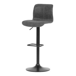 Autronic Barová stolička, šedá látka v imitaci brúsená koža, čierna podnož, výškově stavitelná AUB-806 GREY3