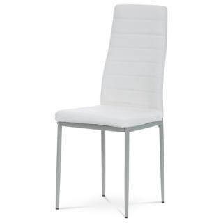 Autronic Jedálenská stolička, biela koženka, šedý kov DCL-377 WT