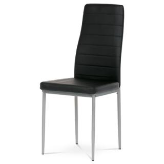 Autronic Jedálenská stolička, čierna koženka, šedý kov DCL-377 BK