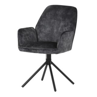 Autronic Jedálenská stolička, čierna látka v dekore žíhaného zamate, kovová čierne nohy HC-511 BK4