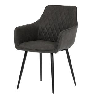 Autronic Jedálenská stolička, čierna látka v imitaci brúsená koža, nohy čierny kov DCH-225 BK3