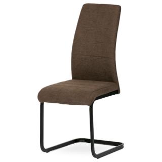 Autronic Jedálenská stolička, hnedá látka, kovová pohupová podnož, čierny kov DCL-414 BR2