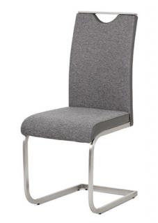 Autronic jedálenská stolička látka sivá + koženka sivá / brúsený nerez HC-921 GREY2