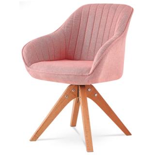 Autronic jedálenská stolička, látka staroružová, nohy masiv buk HC-770 PINK2