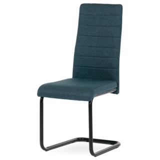 Autronic Jedálenská stolička, modrá látka, čierny kov DCL-401 BLUE2
