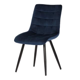 Autronic Jedálenská stolička, poťah v modrom zamete, kovová podnož v čiernej práškovej farbe CT-384 BLUE4