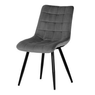 Autronic Jedálenská stolička, poťah v šedom zamate, kovová podnož v čiernej práškovej farbe CT-384 GREY4