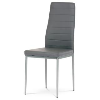 Autronic Jedálenská stolička, šedá koženka, šedý kov DCL-377 GREY