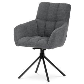 Autronic Jedálenská stolička, šedá látka BOUCLÉ, otočná  s vratným mechanismom - funkcia reset, čierne kovové nohy HC-531 GREY2