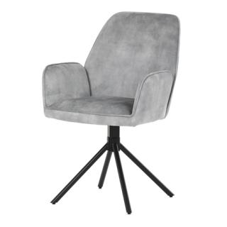 Autronic Jedálenská stolička, strieborná látka v dekore žíhaného zamate, kovová čierne nohy HC-511 SIL4