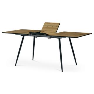 Autronic Jedálenský stôl, 140+40x80x76 cm, MDF doska, dýha divoký dub, kov, čierny lak HT-921 OAK