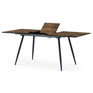 Autronic Jedálenský stôl, 140+40x80x76 cm, MDF doska, dýha v imitaci staré drevo, kov, čierny lak HT-921 OLW