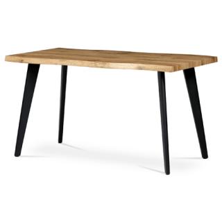 Autronic Jedálenský stôl, 140x80x75 cm, MDF doska, 3D dekor divoký dub, kov, čierny lak HT-840 OAK