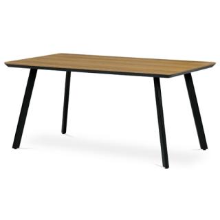 Autronic Jedálenský stôl, 160x90x76 cm, MDF doska, dýha ostín dub, kovové nohy, čierny lak HT-532 OAK
