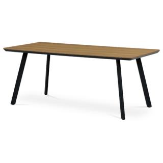 Autronic Jedálenský stôl, 180x90x76 cm, MDF doska s dýhou odstín dub, kovové nohy, čierny lak HT-533 OAK