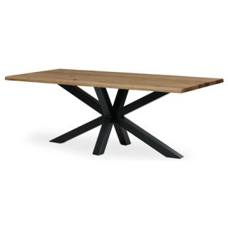 Autronic Jedálenský stôl, 200x100 cm,masiv dub, prírodná hrana, kovová noha Spyder, čierny lak DS-S200 DUB