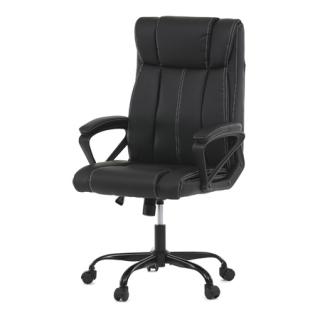 Autronic Kancelárska stolička, čierna ekokoža, kovový kříž KA-Y386 BK
