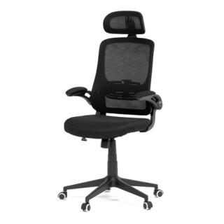 Autronic Kancelárska stolička, čierna mesh, plastový kříž KA-Q842 BK