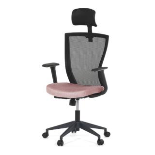 Autronic Kancelárska stolička, čierna MESH síťovina, růžová látka, hojdací mechanizmus, plastový kříž KA-V328 PINK