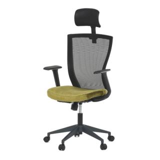 Autronic Kancelárska stolička, čierna MESH síťovina, světle zelená látka, hojdací mechanizmus, plastový kříž KA-V328 GRN