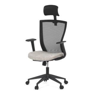 Autronic Kancelárska stolička, čierna MESH síťovina, tmavo béžová látka, hojdací mechanizmus, plastový kříž KA-V328 CRM