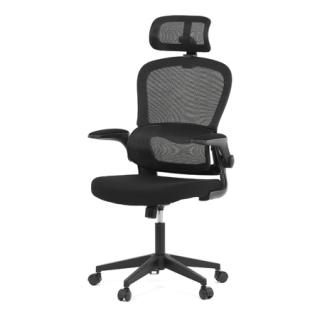 Autronic Kancelárska stolička, čierny mesh, čierny plast, nastavitelný podhlavník, bedrová opierka KA-E530 BK