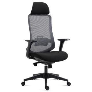 Autronic Kancelárska stolička, čierny plast, čierna látka, 4D područky, kolečka pre tvrdé povrchy KA-V322 BK