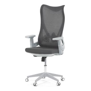 Autronic Kancelárska stolička, šedý MESH, biely plast, plastový kříž KA-S248 GREY