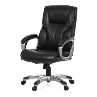 Autronic Kancelárske kreslo, čierna ekokoža, plastový kříž,  hojdací mechanizmus KA-N829 BK
