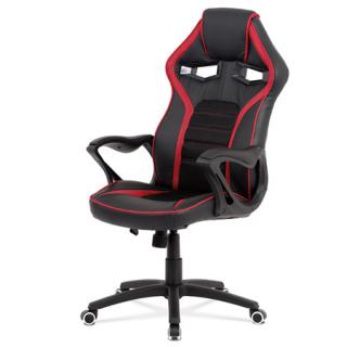 Autronic kancelárske kreslo, látka MESH a koženka, čierna / červená KA-G406 RED