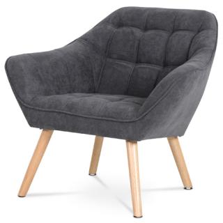 Autronic Kreslo, poťah tmavo sivá látka, drevené nohy, masív kaučukovník AK-321 GREY2