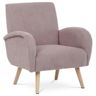Autronic Kreslo relaxačné, růžová látka, drevené nohy. AK-345 PINK2