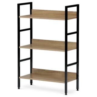 Autronic Regál, 3 police, dekor dub, MDF, čierny lak GD-313 OAK