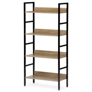 Autronic Regál, 4 police, dekor dub, MDF, čierny lak GD-314 OAK