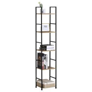 Autronic Regál, 5 polic, dekor dub, MDF, čierny lak GD-215 OAK
