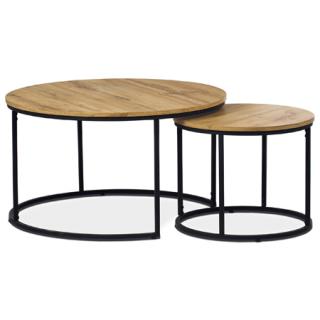 Autronic Set 2 ks stolíkov, MDF doska, dekor divoký dub, kovová podnož, čierny lak AF-3002 OAK