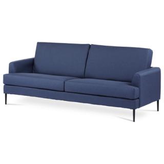 Autronic Trojmiestna sedačka, poťah modrá látka, kovové nohy, čierny matný lak ASB-019 BLUE