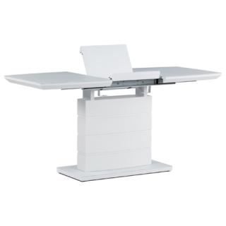 AutronicJedálenský stôl 110+40x70 cm, biela sklenená doska 4 mm, MDF, biely matný lak - HT-420 WT