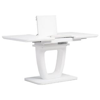 AutronicJedálenský stôl 110+-40x75 cm, biela 4 mm sklenená doska, MDF, biely matný lak - HT-430 WT