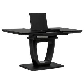 AutronicJedálenský stôl 110+40x75 cm, čierna 4 mm sklenená doska, MDF, čierny matný lak - HT-430 BK