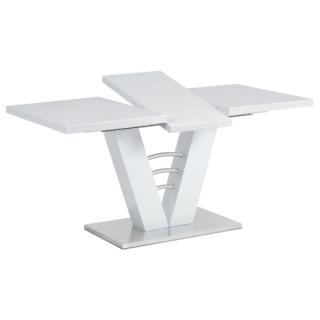 AutronicJedálenský stôl 120/160x80x75cm, vysoký lesk biely HT-510 WT