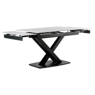 AutronicJedálenský stôl 120+30+30x80 cm, keramická doska biely mramor, kov, čierny matný lak - HT-450M BK