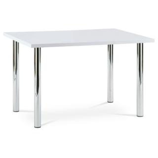 AutronicJedálenský stôl 120x75cm, vysoký lesk biely, chróm AT-1914B WT