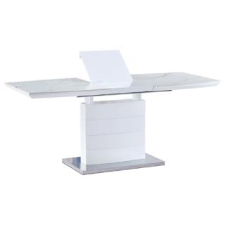 AutronicJedálenský stôl 140+40x80 cm, keramická doska biely mramor, MDF, biely matný lak - HT-427M WT