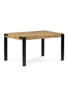 AutronicJedálenský stôl 140x88x76, doska MDF dekor divoký dub, kov čierny mat HT-725 OAK