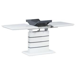 AutronicJedálenský stôl rozkl. 140+40x80, MDF vysoký lesk biela/sivá HT-410 WT