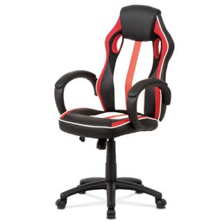 AutronicKancelárska stolička,červená-čierna -biela ekokoža+MESH, hojdací mech, kríž plast čierny KA-V505 RED