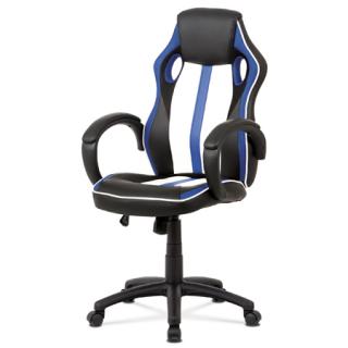 AutronicKancelárska stolička,modrá-čierna ekokoža+MESH, hojdací mech, kríž plast čierny KA-V505 BLUE