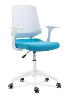 AutronicKancelárska stolička, sedadlo modrá látka, biely PP plast, výškovo nastaviteľná KA-R202 BLUE