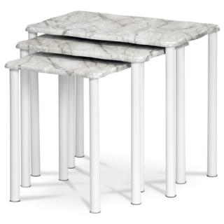 AutronicKonferenčný stolík 3ks, white/grey marble 20658-04 WT